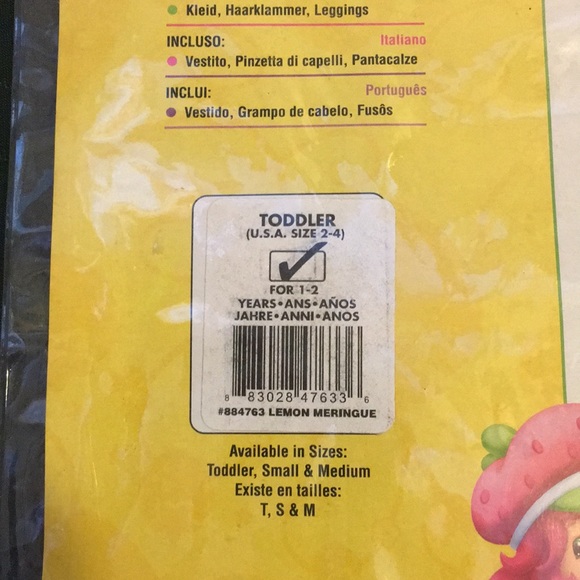 Lemon Meringue Dress-Up 3 Pc Girls outfit NEW Size 2-4 Strawberry Shortcakes Pal - Picture 4 of 5